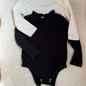 Kids Black and White Long Sleeve One Piece Set